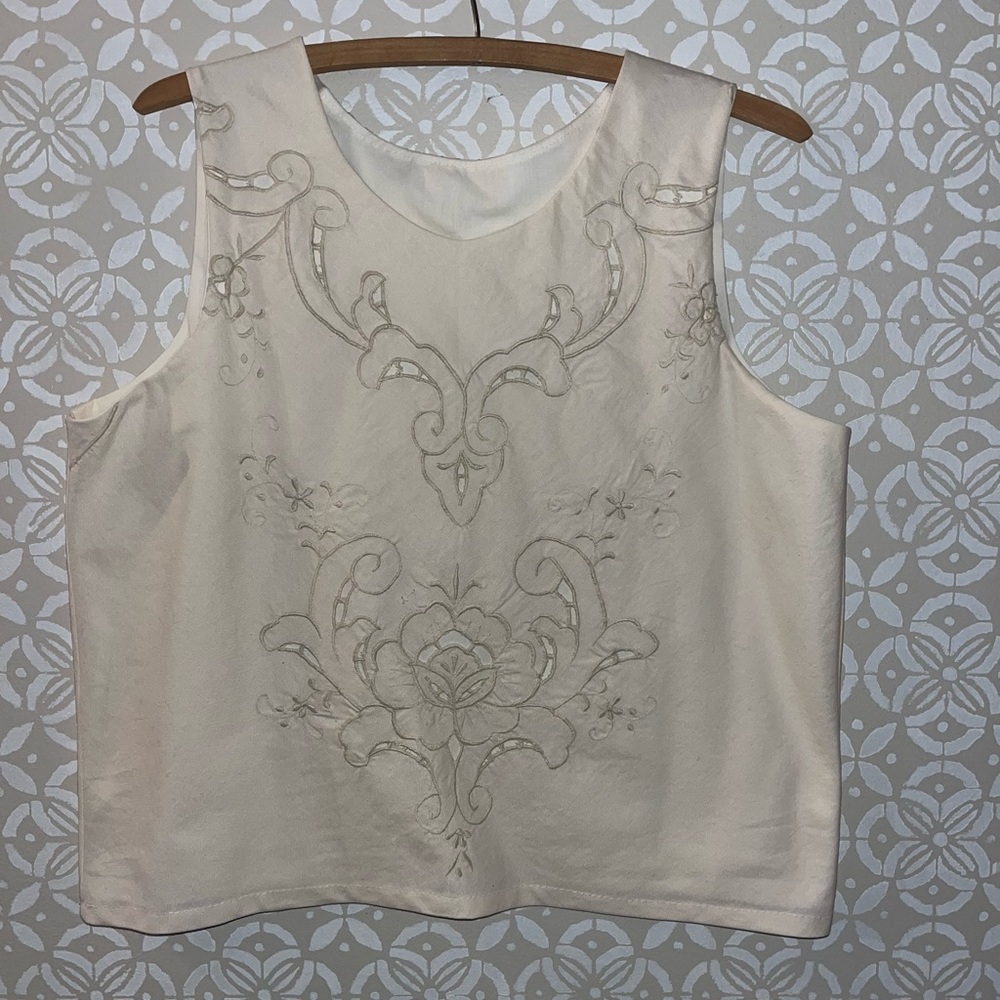 Women’s Tank handmade with vintage table linens